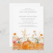 SURPRISE PARTY 75th Birthday Pumpkin Wildflower Kaart (Voorkant / Achterkant)