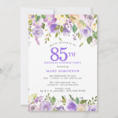 SURPRISE PARTY 85th Birthday Pretty Purple Floral Kaart (Voorkant)