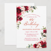 SURPRISE PARTY 95e Verjaardag Red Rose Pink Peony Kaart (Voorkant / Achterkant)