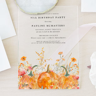 SURPRISE PARTY ACRYL 95TH Pumpkin Wildflower Uitnodigingen