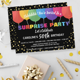 Surprise Party Birthday Invitation Fun Balloons Kaart