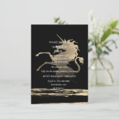 Surprise Party Black Golden Brushes Unicorn Kaart (Staand voorkant)
