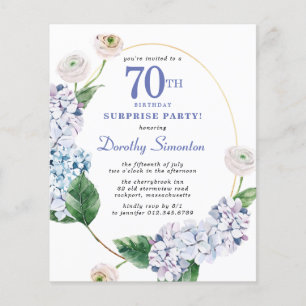 Surprise Party Budget 70e Verjaardag uitnodiging