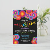 Surprise Party Fiesta Paper Flower Fans nodigt uit Kaart (Staand voorkant)