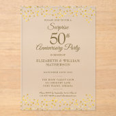 Surprise Party Golden 50th Wedding Jubileum Acryl Uitnodigingen (Voorkant)