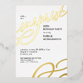 Surprise Party Goud Folie Uitnodiging