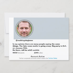 Surprise Party Grappig Twitter Joke Post uitnodigi Kaart