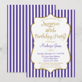 Surprise Party of Paars Gold Elegant Kaart (Voorkant / Achterkant)
