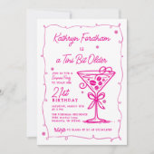 SURPRISE PARTY Pink Doodle Martini 21e verjaardag Kaart (Voorkant)