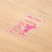 SURPRISE PARTY Pink Doodle Martini 30e verjaardag Acryl Uitnodigingen (Laagn)