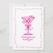 SURPRISE PARTY Pink Doodle Martini 40e verjaardag Kaart (Achterkant)