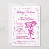 SURPRISE PARTY Pink Doodle Martini 90e verjaardag Kaart (Voorkant)