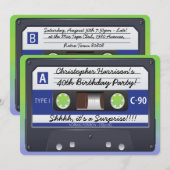 Surprise Party Retro jaren 80 Cassettebandje Kaart (Voorkant / Achterkant)