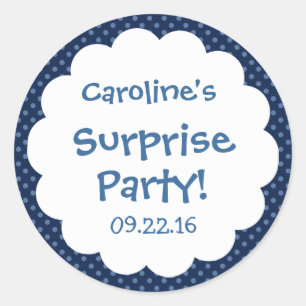Surprise Party Schattige Polka Dot Custom Naam Fav Ronde Sticker
