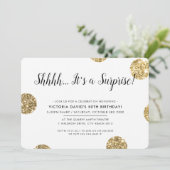 SURPRISE PARTY stijlvolle gouden glitter polka dot Kaart (Staand voorkant)