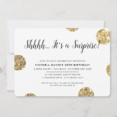 SURPRISE PARTY stijlvolle gouden glitter polka dot Kaart (Voorkant)