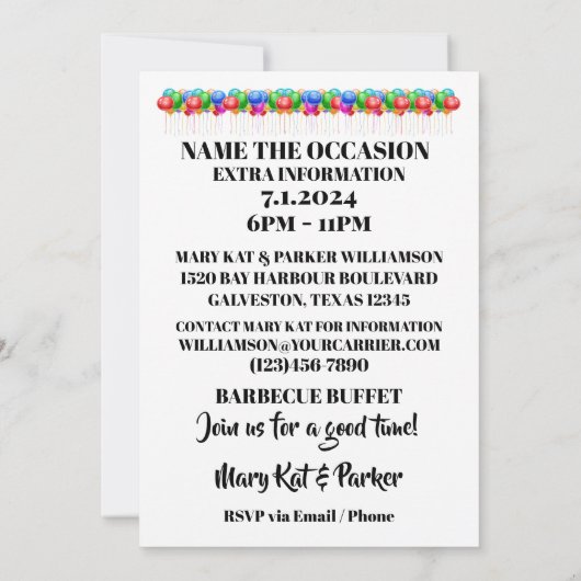 SURPRISE Party Uitnodiging (Achterkant)