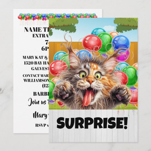 SURPRISE Party Uitnodiging (Voorkant / Achterkant)