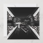 Surprise Party Zebra Black White Bow Kaart (Voorkant)
