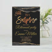 Surprise Pensioen Party, Elegant Goud en Zwart Kaart (Staand voorkant)