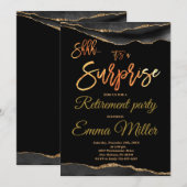Surprise Pensioen Party, Elegant Goud en Zwart Kaart (Voorkant / Achterkant)