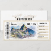 Surprise Peru Boarding Pass Cadeaubon Kaart (Voorkant / Achterkant)
