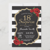 Surprise Red Rose 18e verjaardag uitnodiging goud (Voorkant)