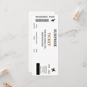 Surprise Reis Ticket Vliegtuig Reis Boarding Pass Kaart