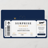 Surprise Reis Ticket Vliegtuig Reis Instapkaart Kaart (Voorkant / Achterkant)