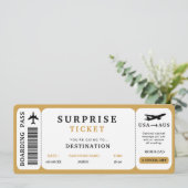 Surprise Reis Ticket Vliegtuig Reis Instapkaart Kaart (Staand voorkant)