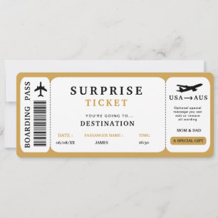 Surprise Reis Ticket Vliegtuig Reis Instapkaart Kaart