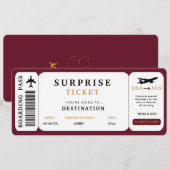 Surprise Reis Ticket Vliegtuig Reis Instapkaart Kaart (Voorkant / Achterkant)