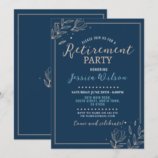 Surprise Retirement Party Blauw Mannen Vrouwen Blo Kaart (Voorkant / Achterkant)