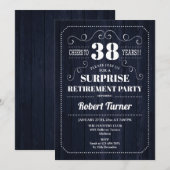 Surprise Retirement Party - Marine Blauw Hout Patr Kaart (Voorkant / Achterkant)