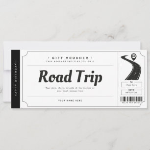 Surprise Road Trip Ticket Gift Voucher Certificate Kaart