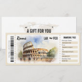 Surprise Rome Boarding Pass Cadeaubon Kaart (Voorkant / Achterkant)