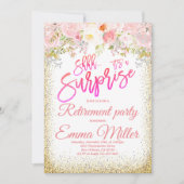 Surprise Roze en Goud Pensioen Partij Kaart (Voorkant)