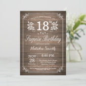 Surprise Rustic 18th Birthday Invitation Floral Kaart (Staand voorkant)