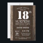 Surprise Rustic 18th Birthday Invitation Vintage Kaart<br><div class="desc">Verrassend Rustic 18th Birthday Invitation with Rustic Wood Background. Retroland. Volwassen verjaardag. Mannelijke Mannen of vrouwen: Birthday. Kinder jongen of meisje Lady Teen Teenage Bday Invite. 13e 15e 16e 18e 21e 30e 40e 50e 60e 70e 80e 90e 100e. Elke leeftijd. Voor verdere aanpassing, te klikken gelieve de knoop "van de...</div>