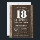 Surprise Rustic 18th Birthday Invitation Vintage Kaart<br><div class="desc">Verrassend Rustic 18th Birthday Invitation with Rustic Wood Background. Retroland. Volwassen verjaardag. Mannelijke Mannen of vrouwen: Birthday. Kinder jongen of meisje Lady Teen Teenage Bday Invite. 13e 15e 16e 18e 21e 30e 40e 50e 60e 70e 80e 90e 100e. Elke leeftijd. Voor verdere aanpassing, te klikken gelieve de knoop "van de...</div>