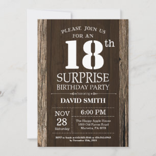 Surprise Rustic 18th Birthday Invitation Vintage Kaart