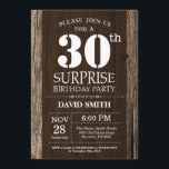 Surprise Rustic 30th Birthday Invitation Vintage Kaart<br><div class="desc">Verrassend Rustic 30th Birthday Invitation with Rustic Wood Background. Retroland. Volwassen verjaardag. Mannelijke Mannen of vrouwen: Birthday. Kinder jongen of meisje Lady Teenage Bday Invite. 13e 15e 16e 18e 21e 30e 40e 50e 60e 70e 90e 100e. Elke leeftijd. Voor verdere aanpassing, te klikken gelieve de knoop "van de Aanpassing het"en...</div>