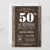 Surprise Rustic 50th Birthday Invitation  Kaart (Voorkant)