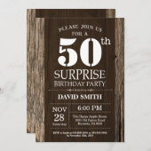 Surprise Rustic 50th Birthday Invitation  Kaart (Voorkant / Achterkant)