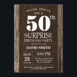 Surprise Rustic 50th Birthday Invitation  Kaart<br><div class="desc">Verrassend Rustic 50th Birthday Invitation with Rustic Wood Background. Retroland. Volwassen verjaardag. Mannelijke Mannen of vrouwen: Birthday. Kinder jongen of meisje Lady Teenage Bday Invite. 13e 15e 16e 18e 21e 30e 40e 50e 60e 70e 90e 100e. Elke leeftijd. Voor verdere aanpassing, te klikken gelieve de knoop "van de Aanpassing het"en...</div>