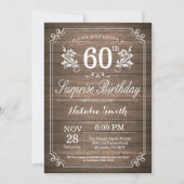 Surprise Rustic 60th Birthday Invitation Floral Kaart (Voorkant)