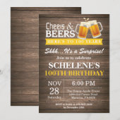 Surprise Rustic Cheers and Beers 100ste verjaardag Kaart (Voorkant / Achterkant)