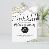 Surprise Shhhhhhhhh Pearl Folie Birthday Party Kaart (Staand voorkant)