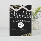 Surprise Shhhhhhhhh Pearl Folie Birthday Party Kaart (Staand voorkant)