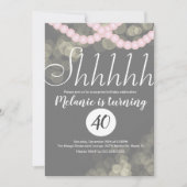 Surprise Shhhhhhhhhhh Pearl Bokeh Birthday Party Kaart (Voorkant)